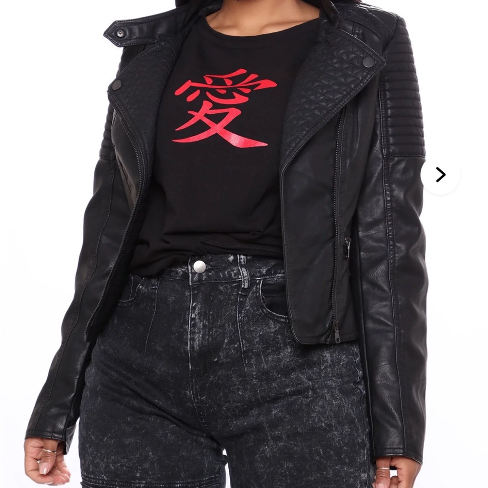 Fashion Nova Quilted Black Leather Jacket